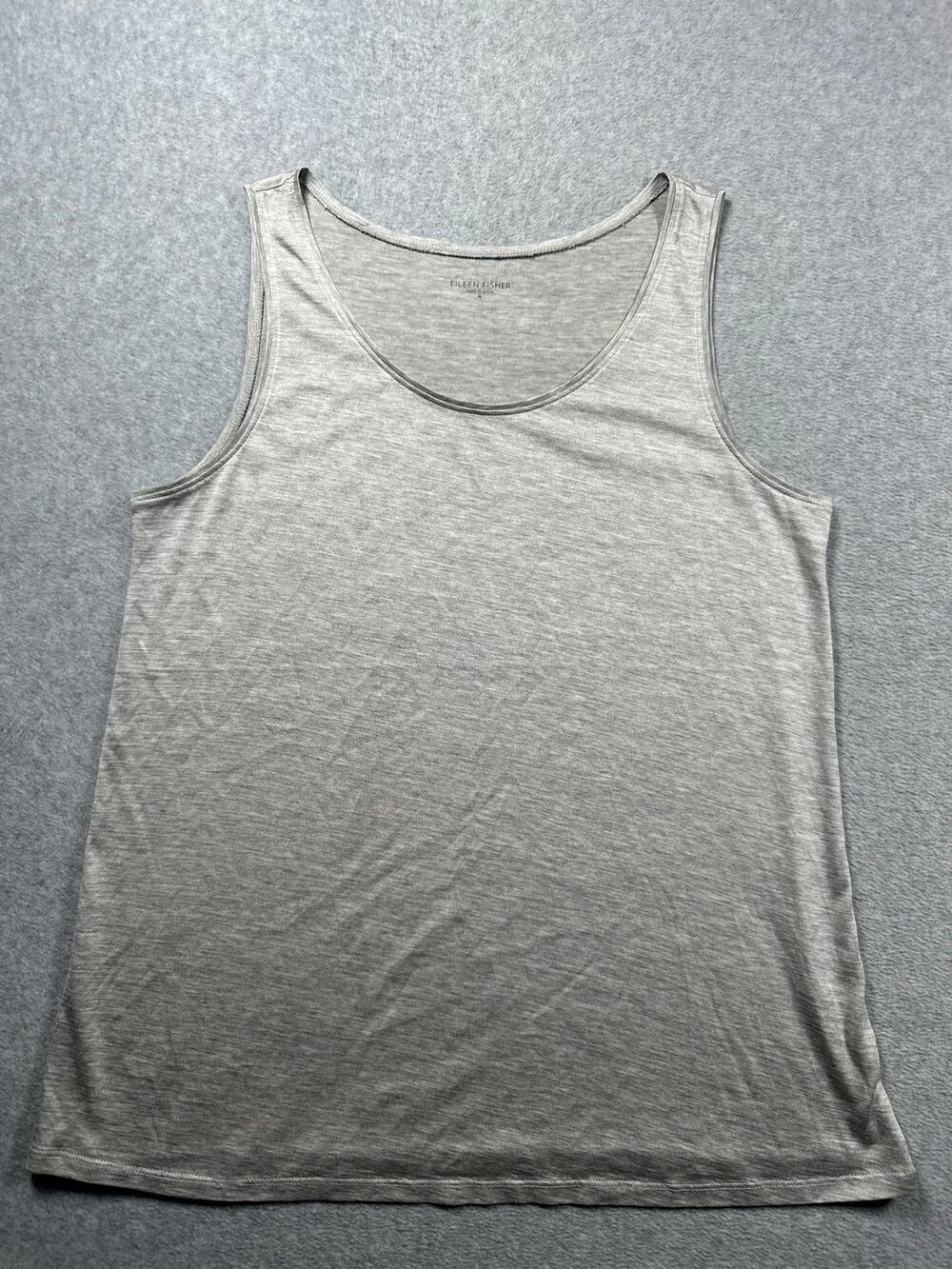 Eileen Fisher Tank Top Women's Medium Gray Sleeveless Minimalist Round Neck